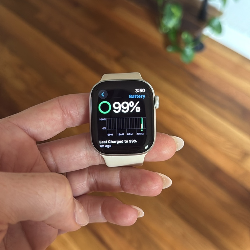 Apple Watch Series 10 GPS, 42mm Silver Aluminum Sport Case with Starlight Sport - Picture 11 of 16
